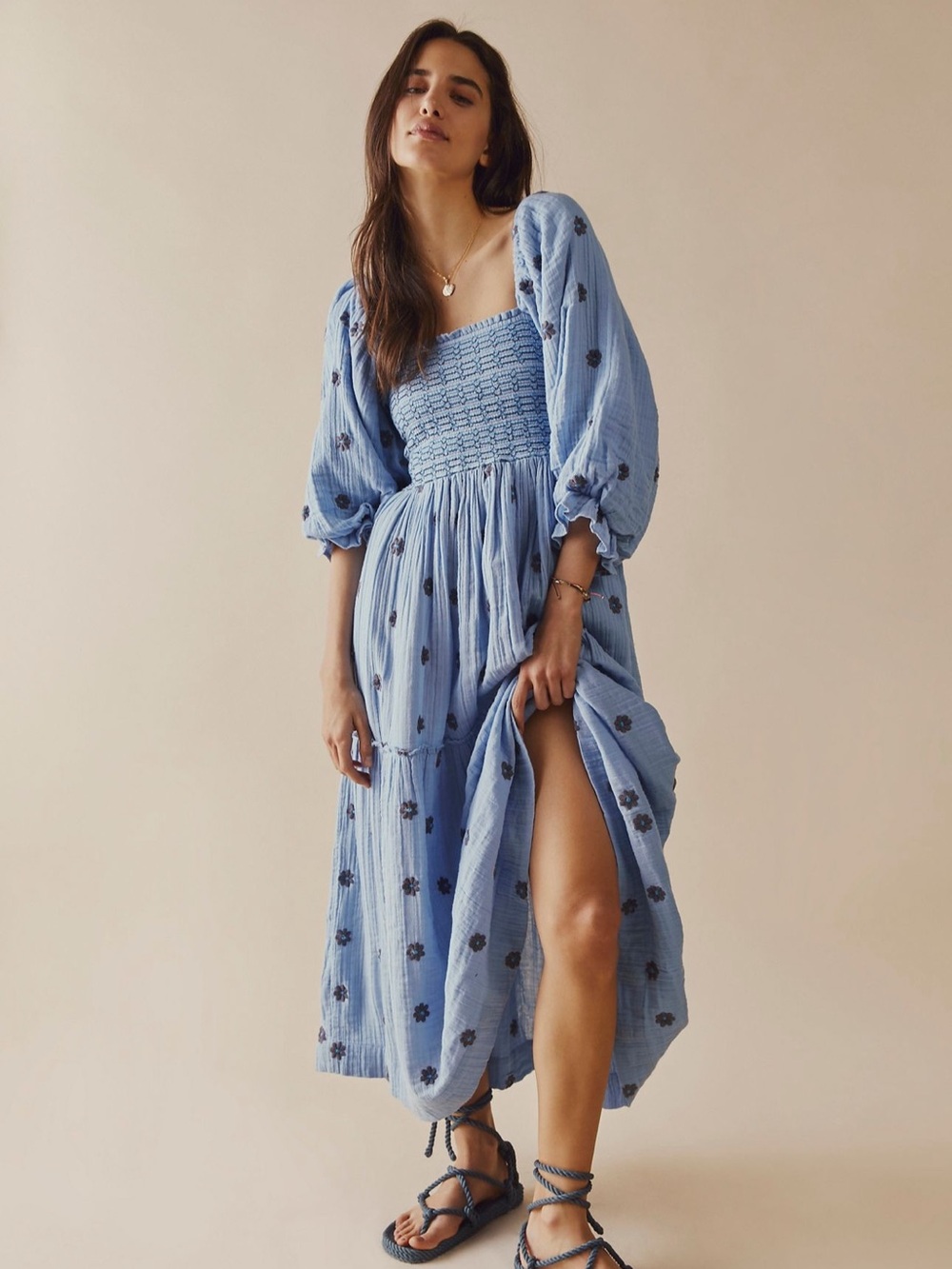 Free People Embroidered Dahlia Maxi Dress